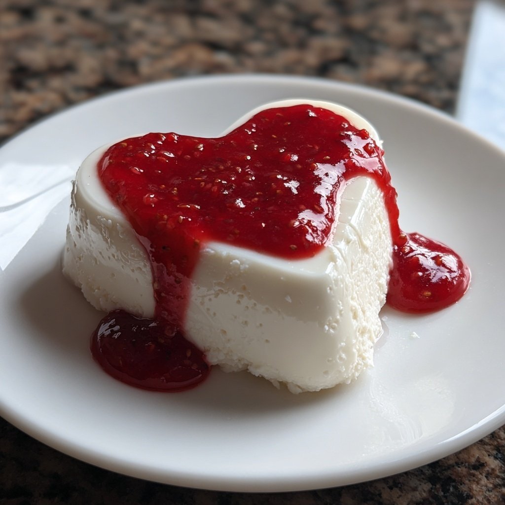 Panna Cotta mit Erdbeerherz