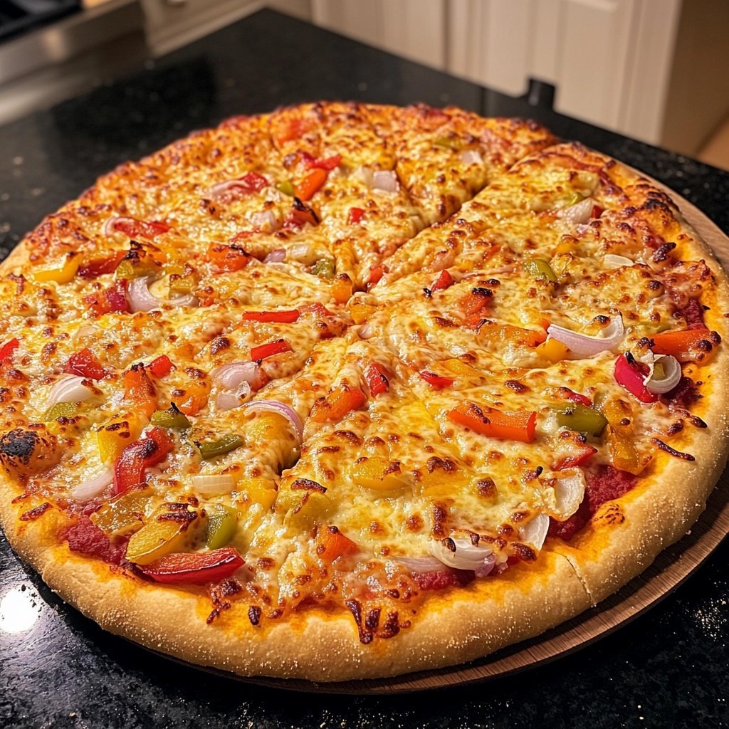 Pizza mit Paprika und Zwiebeln