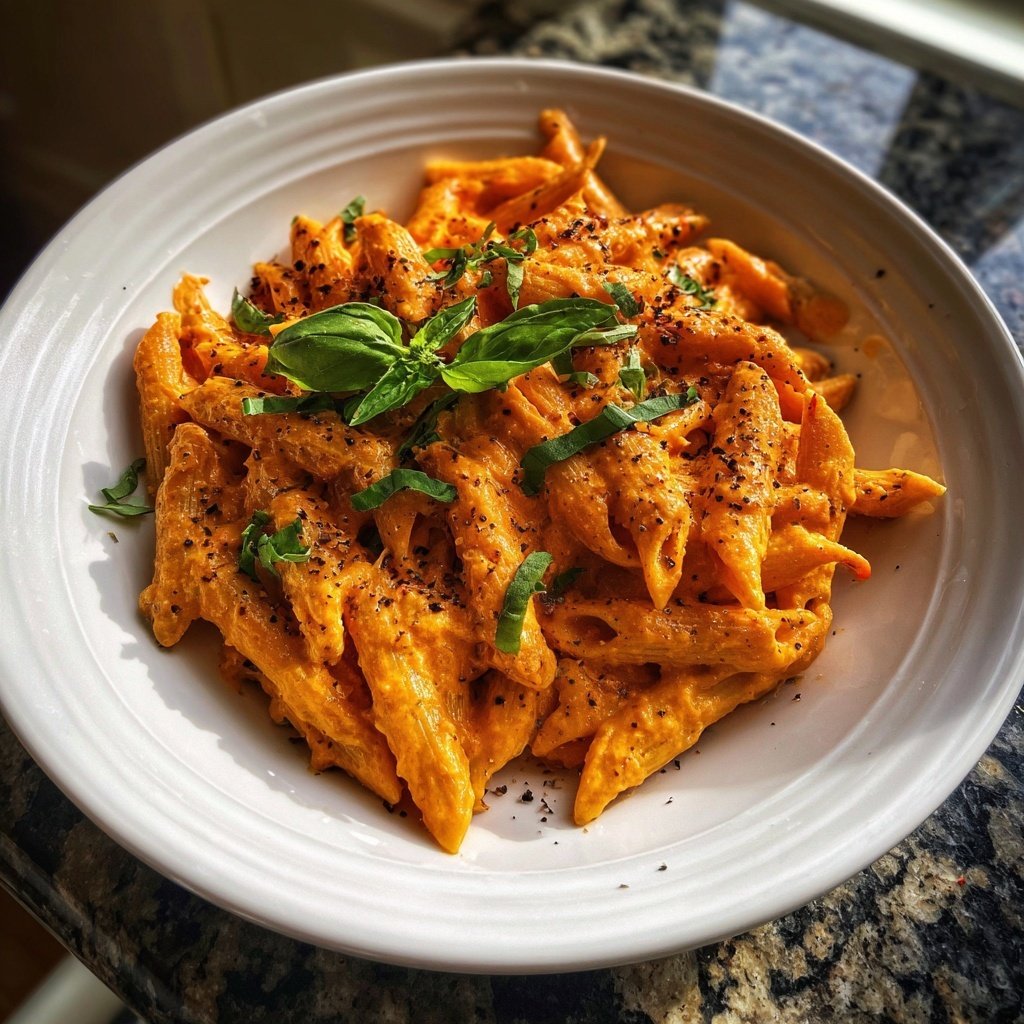 Cremige Tomaten-Basilikum-Penne