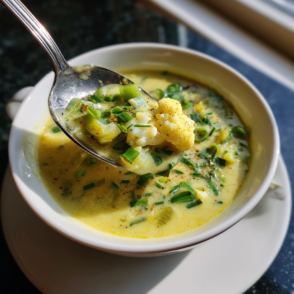 Blumenkohlsuppe mit Lauchzwiebeln
