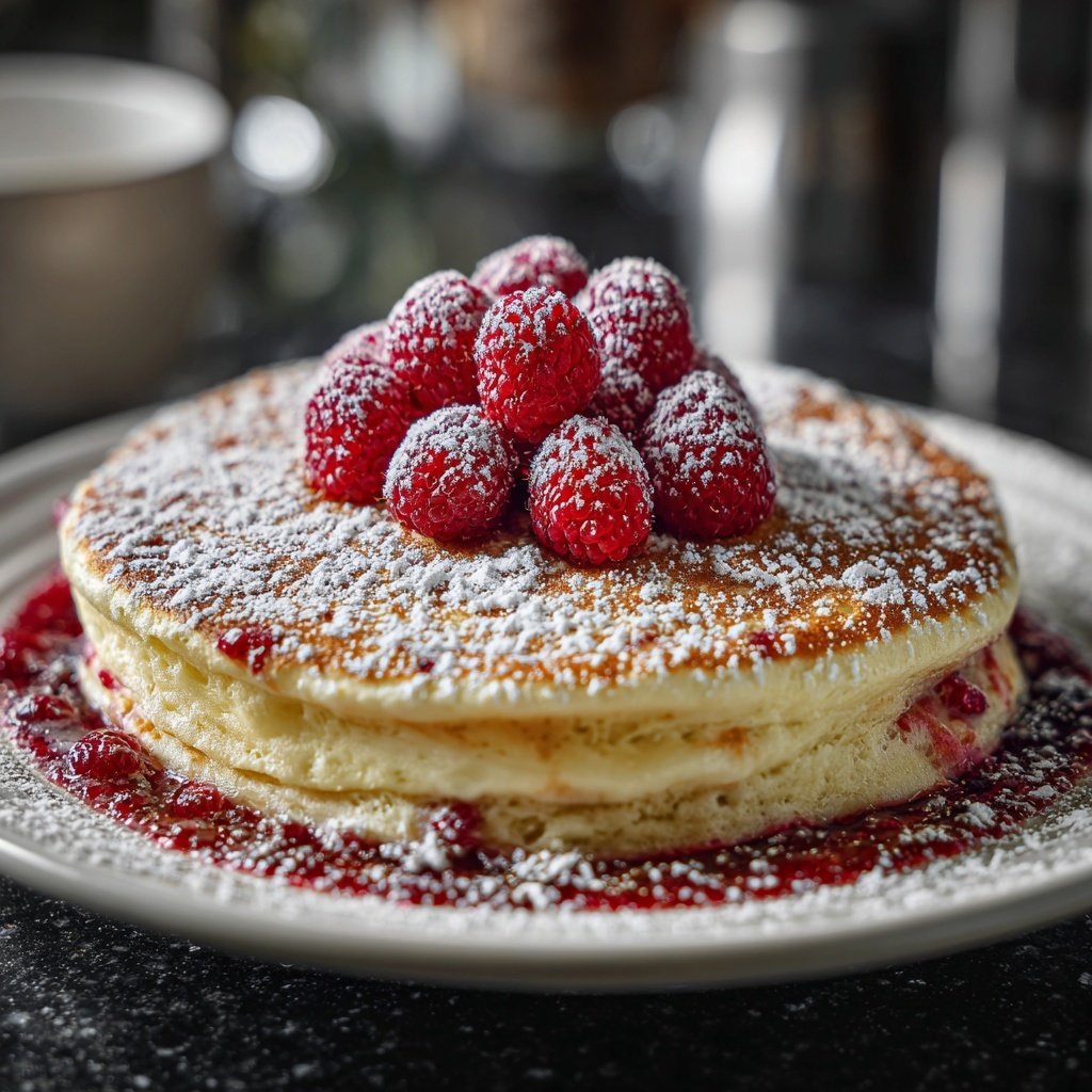 Pfannkuchen mit Himbeeren